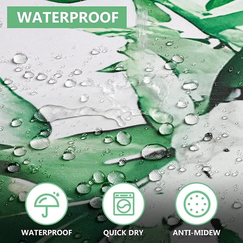 Szmaragdowozielona tkanina zasłony prysznicowej z eukaliptusa, akwarelowe liście roślin z kwiatowym zestawem zasłony prysznicowej do łazienki z haczykami