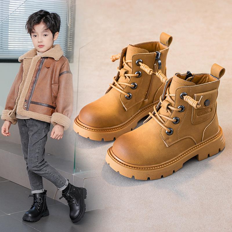 2025 Autumn/Winter New Martin Boots - Boys' & Girls' Fleece-lined Soft Sole Cotton Boots, British Style