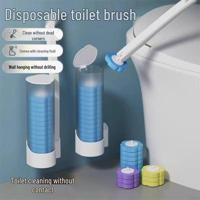 Wall-Mounted Self-Cleaning Toilet Brush Set with Replaceable Head