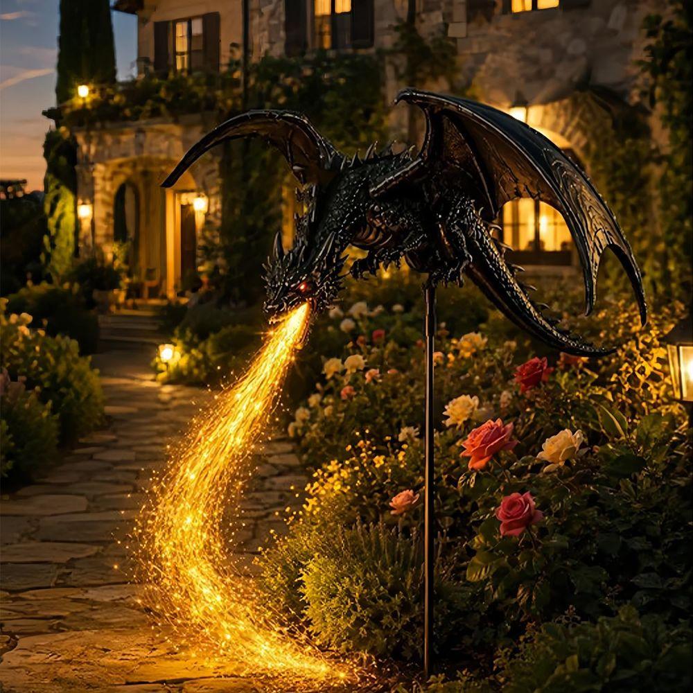 Resin Solar Dragon Fire Garden Light Solar Powered Solar Garden Light for Lawn Yard Patio Decor