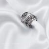 Adjustable Open Ring Couples Punk Style Black Zircon Geometric Design Unisex Plated Finger