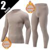 2-piece Autumn And Winter Men's Mid Neck Warm Long Sleeved Pants Set Casual Plus Size Solid Color Versatile Sports Base Shirt