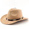 Western cowboy felt hat tibetan style top hat leaf belt autumn and winter jazz hat suede hat