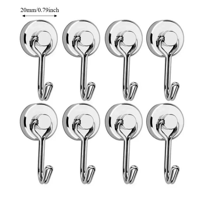 8PCS Magnetic Hooks Heavy Duty Magnets Hook Strong Neodymium Magnet With Swivel Hooks For Home Kitchen Refrigerator