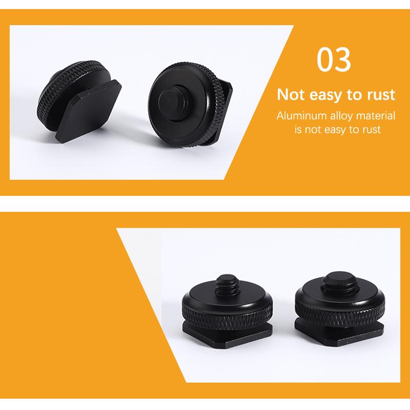 Professionelle 1/4" 3/8" Muttern Stativ Befestigungsschraube Schwarz Auf Blitzschuhadapter