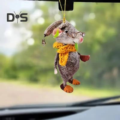 1/5 Stücke Maus Familie Hängendes Ornament Hause Innen Weihnachtsbaum Auto Rückspiegel 2D Flache Acryl Cartoon Ratte Tier Hängende Dekoration