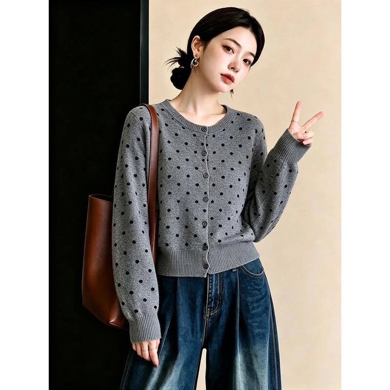 La Chapelle Women's Polka Dot Long-Sleeve Knit T-Shirt
