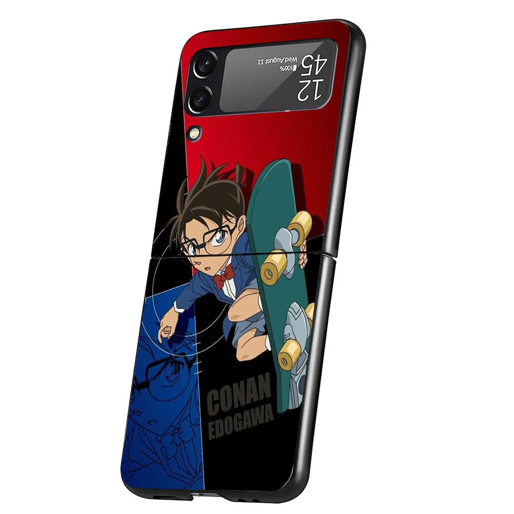 Anime Conan Cover Phone Case For Samsung Galaxy Z Flip 7 6 5 4 3 5G Flip7 Flip6 Flip5 Flip4 Flip3 Black Fundas Shell Galaxy Z Fl