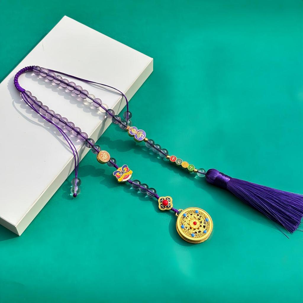 Retro Anhänger aus Gold-Sand-Legierung im chinesischen Stil zur Dekoration des Autorückspiegels