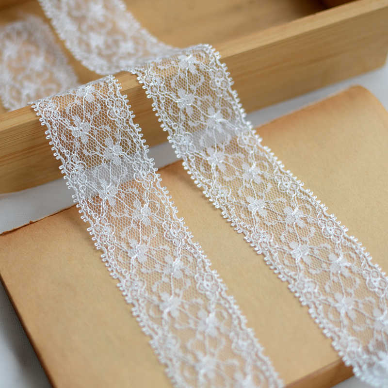 10Meters/lot 3.5cm Wide White Double-sided Polyester Non Elastic Lace DIY Handmade Hair Accessory Clothing Decoration Accessories