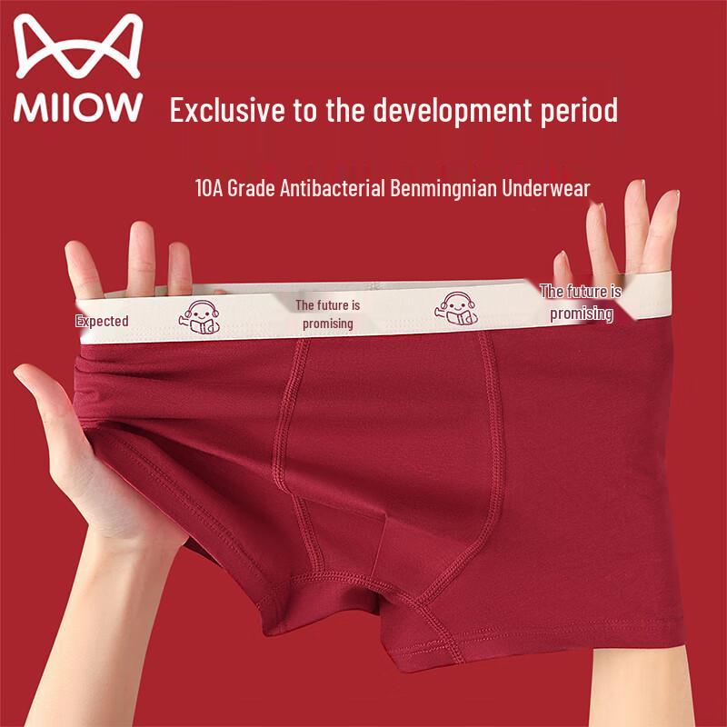 MaoRen Boys  Festive Red Zodiac Year Boxer Briefs 3-Pack 180 (3XL)