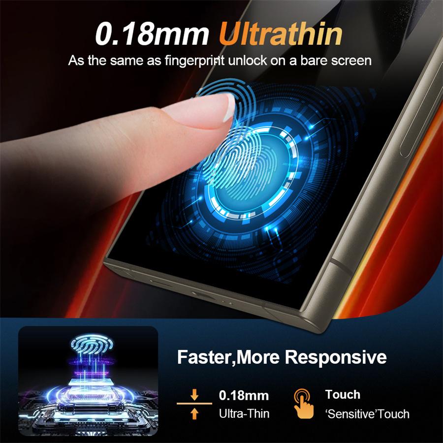 0.18mm Ultra-Thin Fingerprints Unlocking HD Full Cover Tempered Glass Screen Protector For Samsung Galaxy S25 S24 S23 S22 S21 Ultra Plus