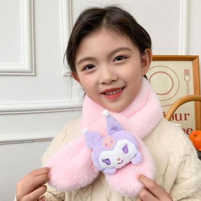 Cute Cinnamon Dog Cartoon Scarf for Children - Warm Plush Winter Neckwear for Kids & Students