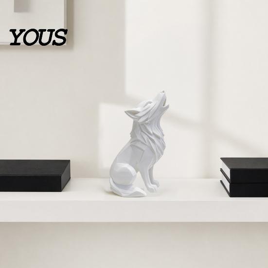 Mini Wolf Ornament Howling Statue, 3D Printed Animal Figurine, Standing Sitting Sculpture Decor for Desk Shelf, Gift Lovers Entrance Hall Decoration