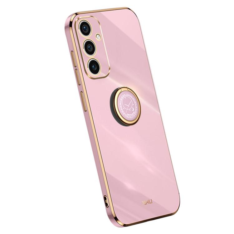 XINLI For Samsung Galaxy A56 5G Case Ring Kickstand Electroplating TPU Phone Cover E