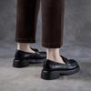Johnature Genuine Leather Women's Shoes Soft Soled Loafers British Style Thick Soled Slip-on Shoes