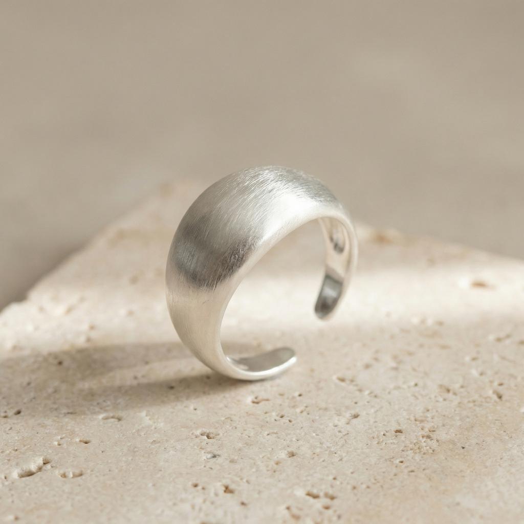 Silver Color Geometric Open Ring for Women Black Glass Acrylic Rings Minimalist Party Jewelry Lady Gift Adjustable