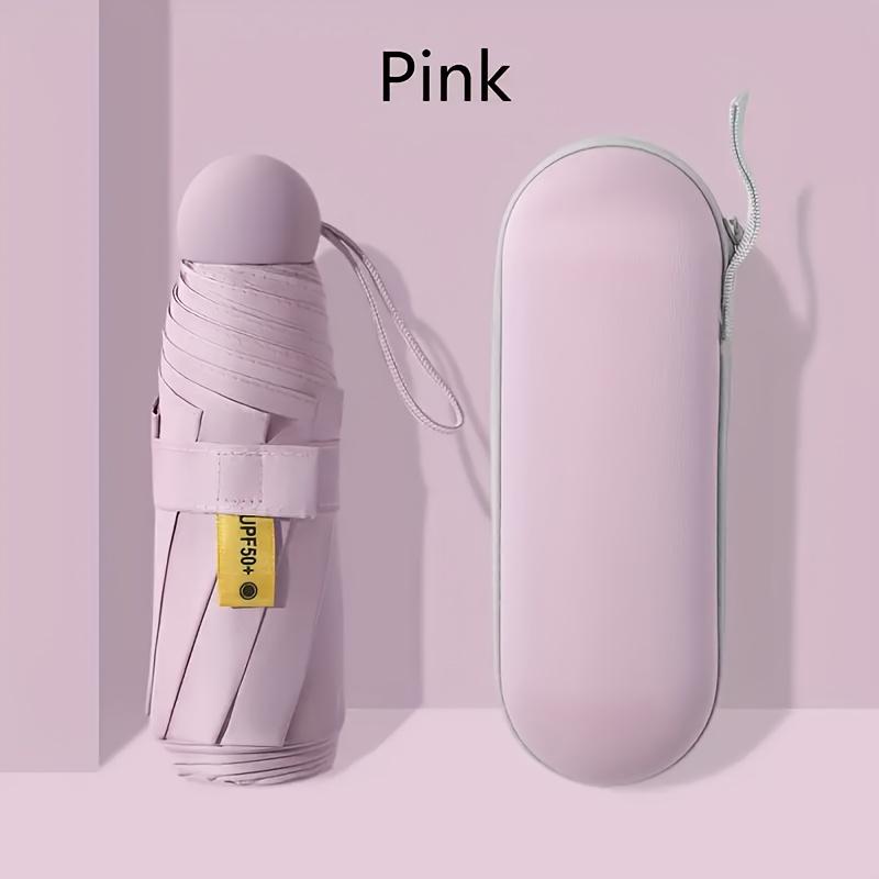 Compact 6-Rib Mini Umbrella with Protective Case - Windproof, Sun-Protective, Ideal for Travel, Hiking & Daily Use, Easy-to-Carry Lightweight Design