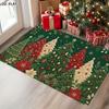 2D Flat Christmas Tree Poinsettia Berry Snowflake Star Non-Slip Suitable for Entrance, Soft Flannel Sponge Mat with Poinsettia & Berry, Machine Washab