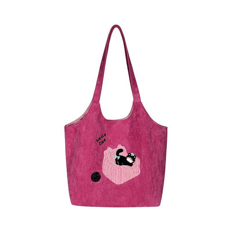 Embroidered Tote Bag with Large Capacity, Suitable for Daily Commuting, Single-shoulder Bag