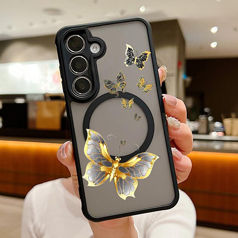 Colorful Butterfly Case For Samsung Galaxy S24 S23 S22 Ultra S22 Plus S23 FE Magnetic For Magsafe Wireless Charging Phone Cover
