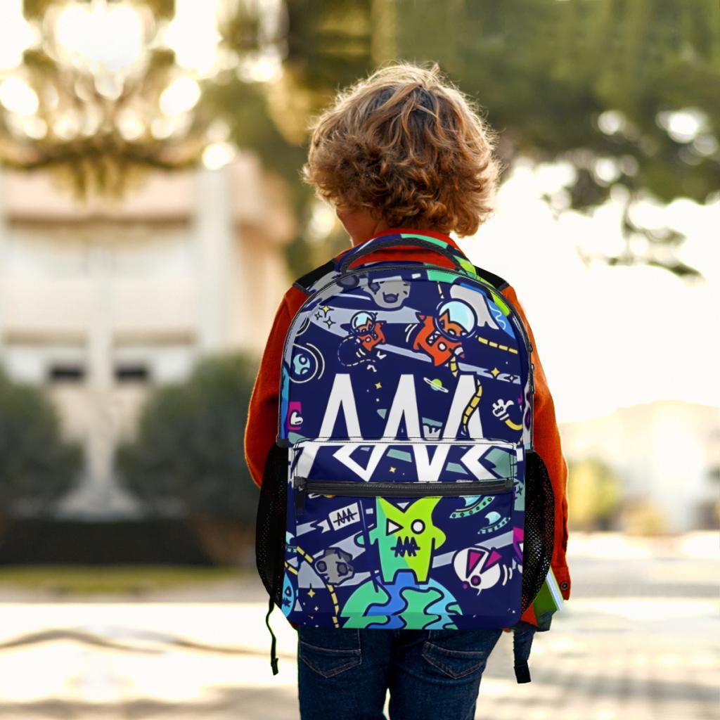 Dětský lehký školní batoh s potiskem vesmírných monster, batoh pro mládež, anime kreslený školní batoh