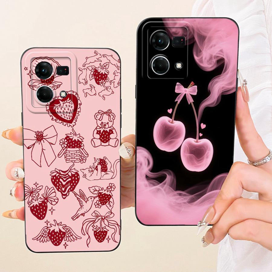 For OPPO Reno7 Reno8 4G Case Len Proective Back Cover flower Bow Soft Silicone Funda for OPPO F21 Pro Reno 7 4G Shockproof Capa