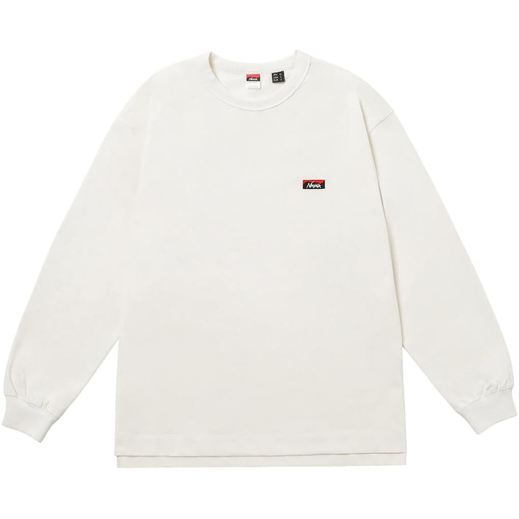 NANGA Men's Eco Hybrid Box Logo Embroidered Long Sleeve T-Shirt (White, Size L) NW24111G803