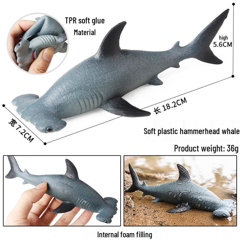 Kids' Marine Animal Model Stress Relief Toy Set: Pufferfish, Octopus, Crab, Shark, Dunkleosteus