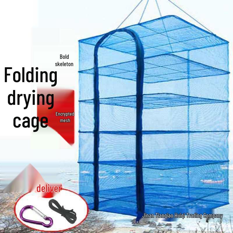 Foldable Sun-Dried Fish Net Enclosure: Five-Layer Thick Anti-Fly Drying Bag for Dried Goods