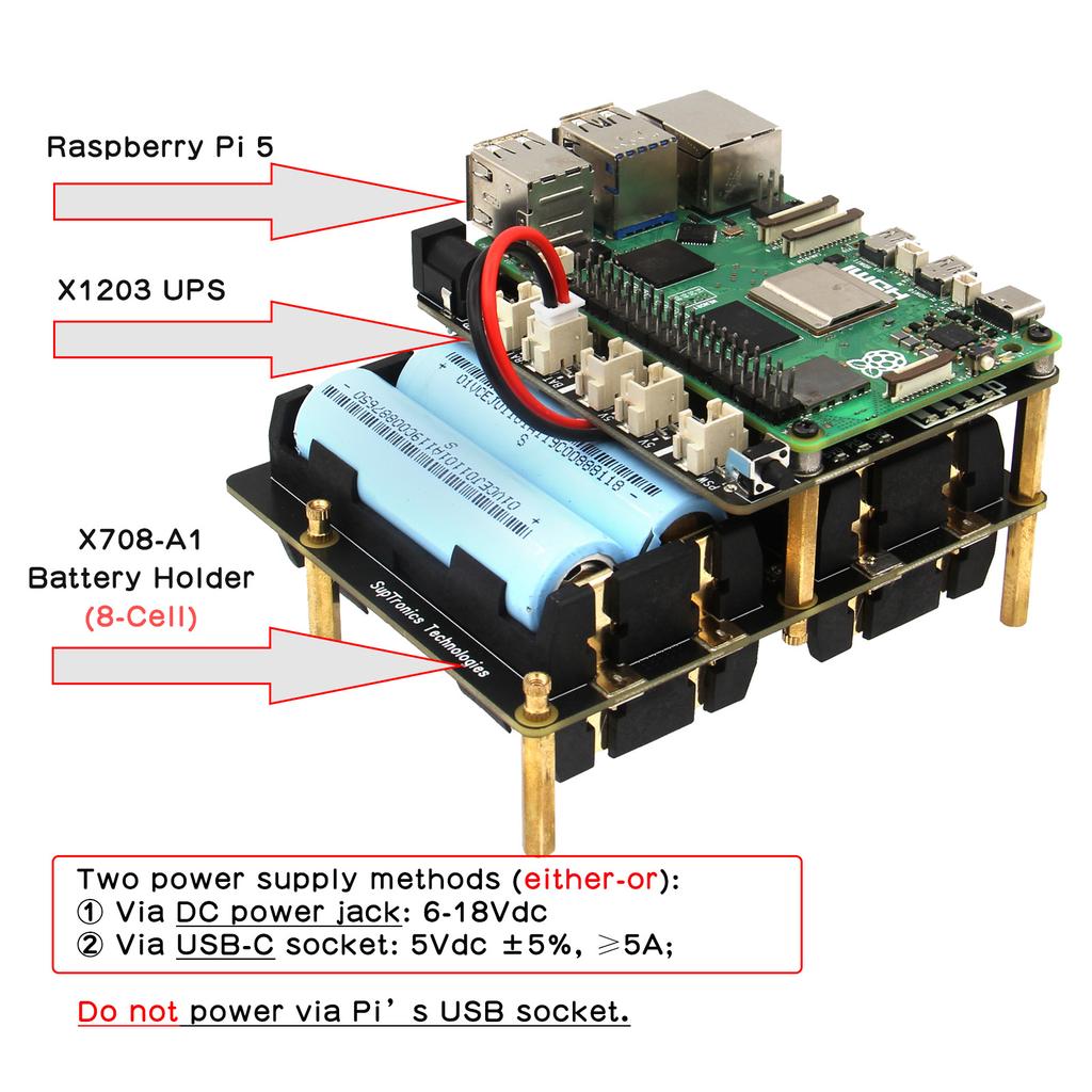 Geekworm X1203 USV 5.1V 5A Shield & Power Management Board für Raspberry Pi 5