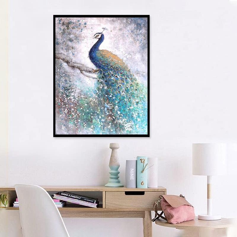 5D DIY Diamond Painting Peacock On The Branch Cross Stitch Kit Mosaic Diamond Embroidery Rose Full Round/Square Drill Home Decoration