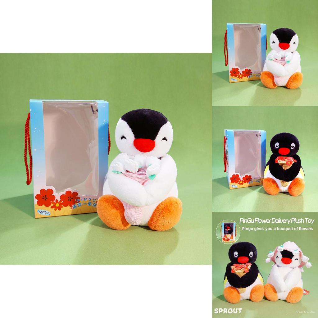 Pingu Pinguin Plüschtier Mit Blume Geschenk Für Kinder Und Sammler