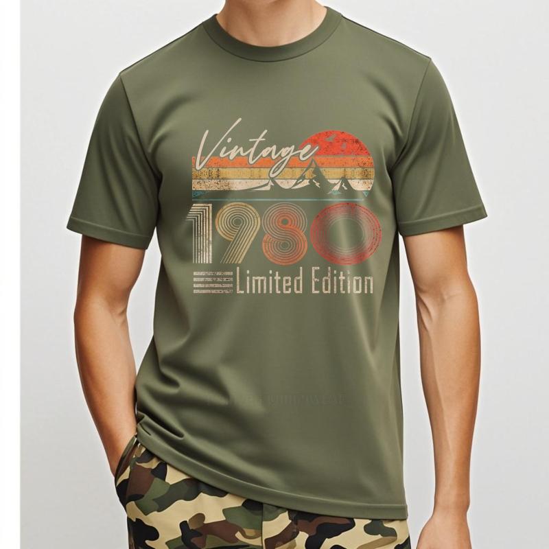 Men Brand Tshirt Streetwear Summer Men T Shirt Vintage 1980 Limited Edition Sunset Mountains Short Sleeve Workout O Neck Tops
