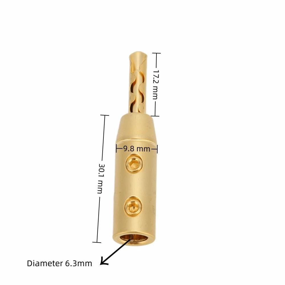 4PCS Gold Plated BFA Banana Plug Double Screw Open Screw Banana Plugs For Sound Systems