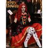 Women Queen Cosplay Costume Complete Set Red Black Short Dress With Accessories Halloween Carnival Party Role‑Play Performance Outfit