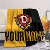 1 Stück Dynamo Dresden Benutzerdefinierter Name Gemustert Flanell Decke Geeignet Für Alle Jahreszeiten Für Heimdekoration Wärme Und Komfort Geschenke Feiertagsgeschenk