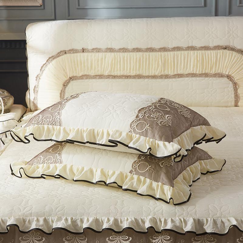 Luxury Lace Thickened Bedspread Solid Color Home Bed Skirt with Pillowcase Bed Sheet Skirt Embroidery European-style Bed Spreads