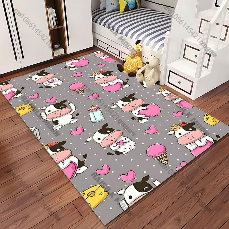 Adorable cows and hearts theme carpet Yoga living room room decor children's crawling mat doormat area rug games mat