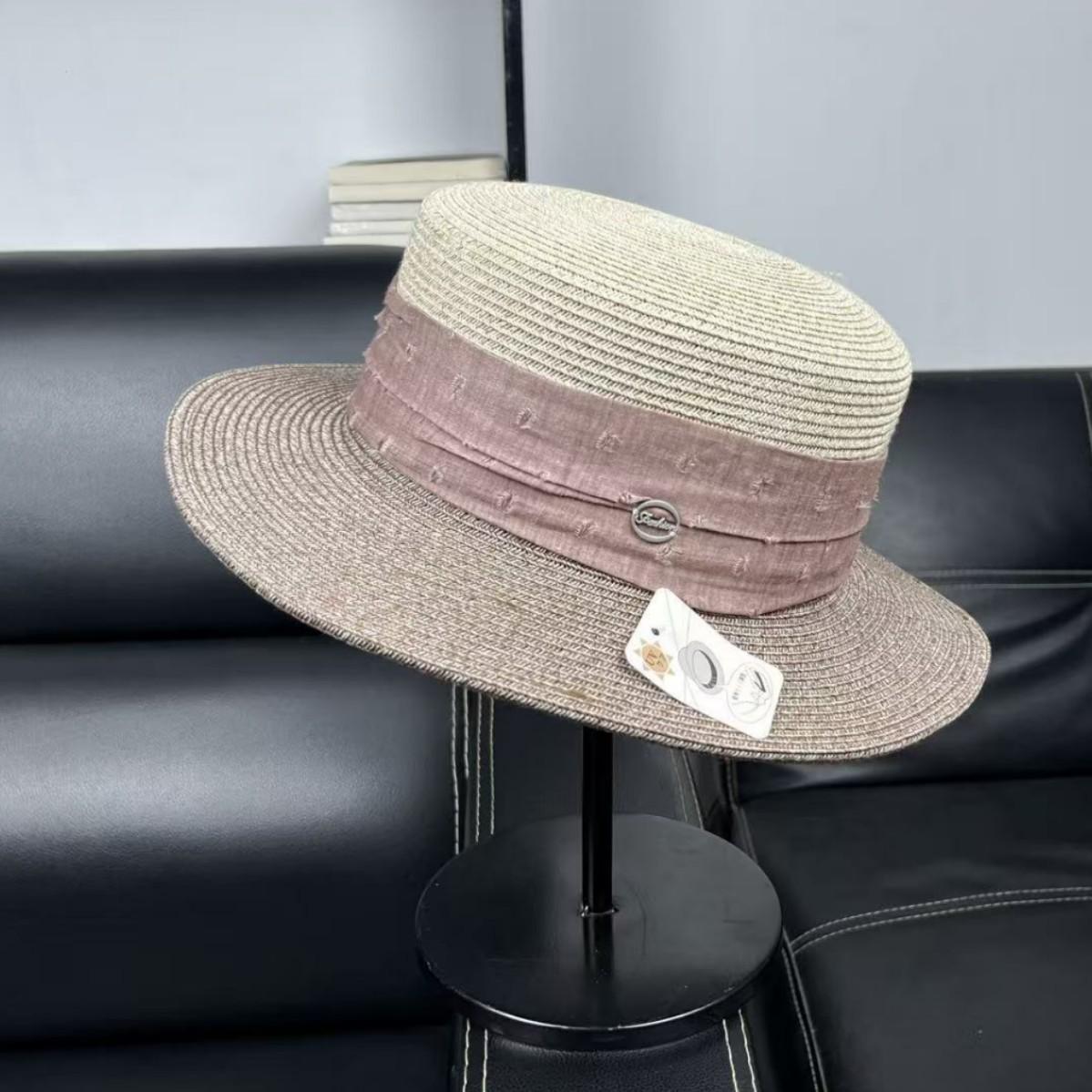 

French elegant seaside flat hat women s summer outing sun protection sun hat beach wide brim straw hat M（54-58cm）
