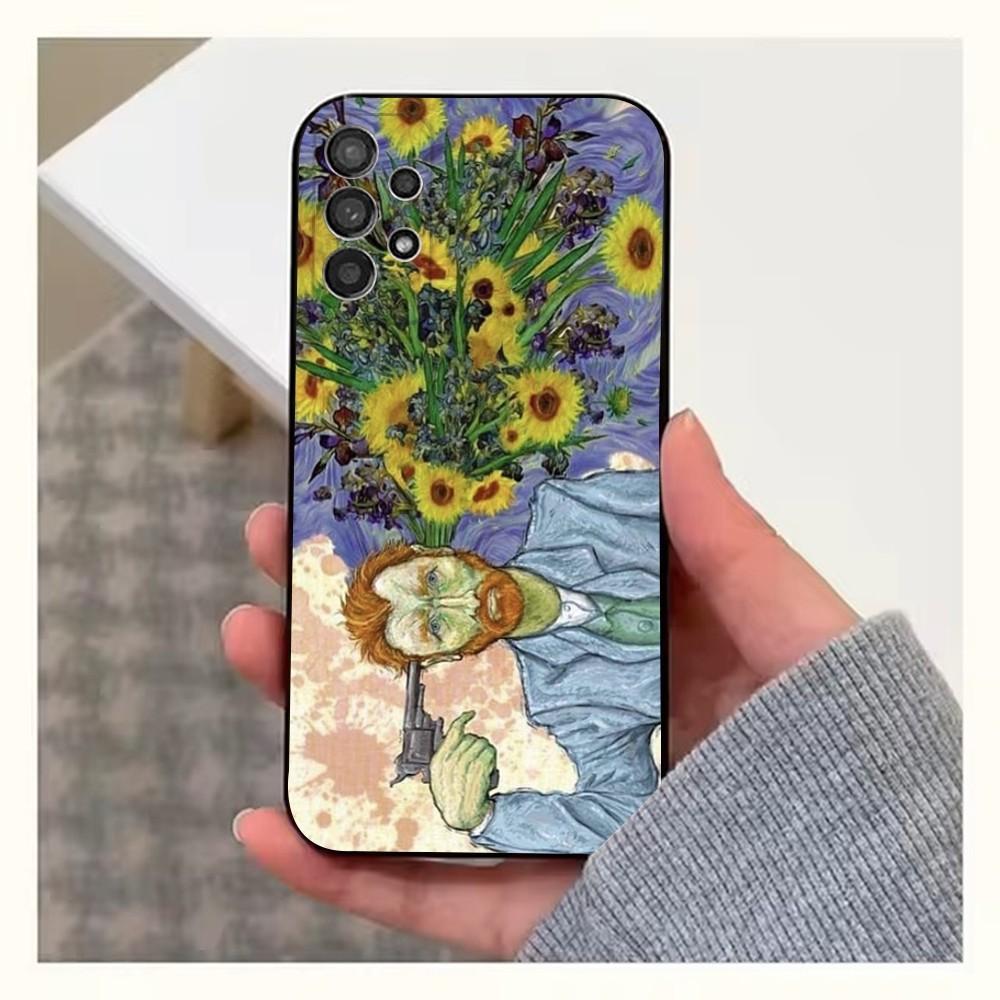 Van Gogh Art Sunflower Phone Case For Samsung S25,S24,S23,S22,S20,S21,S10,Ultra,Plus,Lite,FE,Soft Silicone Black Cover