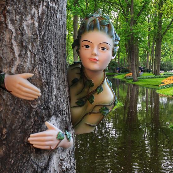 Elf Statue Fairy Tree Hugger Waterproof UV Resistant Simple Installation Fairy Garden Ornament Figurines Tree Hugger