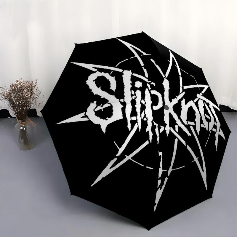 1PC Slipknot Band Logo Automatic Open/Close Umbrella, 8-Rib Sturdy Frame, Lightweight Portable Umbrella, Commute, Business - Ideal Gift for Friend, Vi