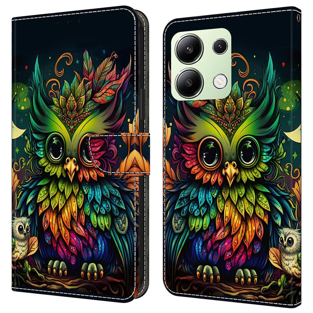 For Xiaomi Redmi Note 13 4G Case Pattern Printed Protective Cover TPU+PU Leather Flip Phone Case