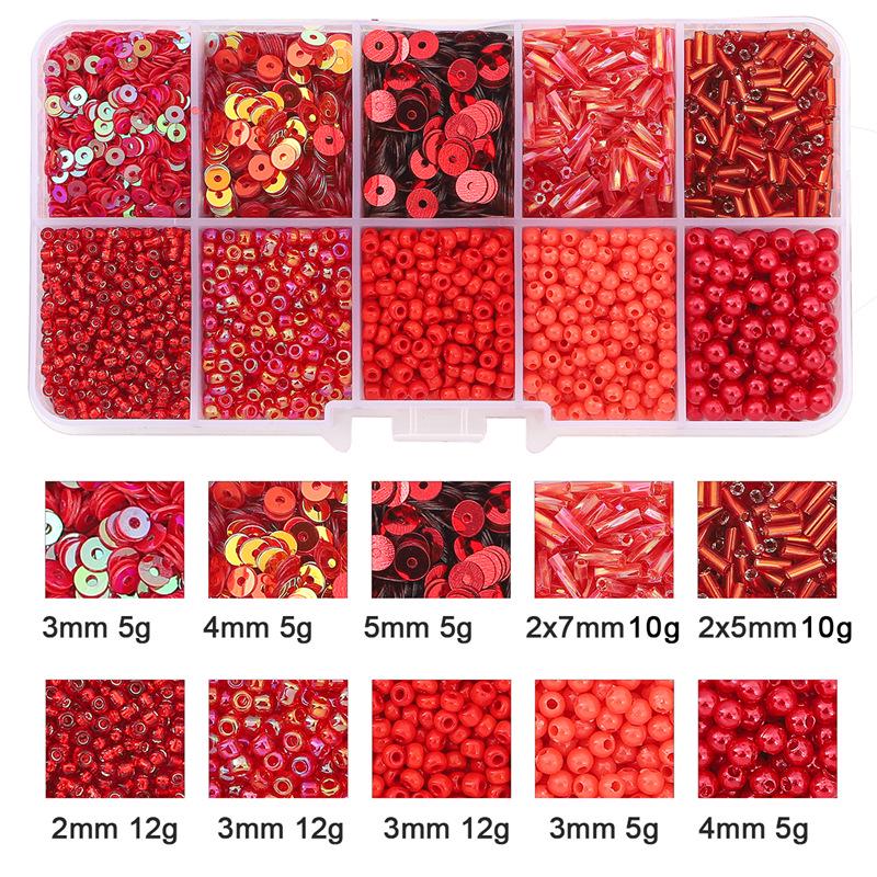 8/10/12/15 Grid Box: Seed Beads, Sequins, Imitation Pearls for DIY Necklaces & Phone Chains