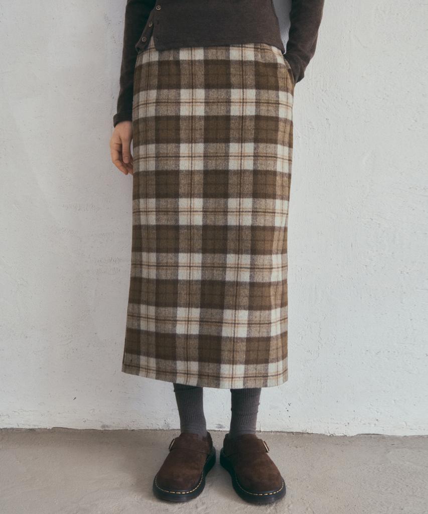Aueonoseuteljia Wool Pencil Check Skirt_Beige(O25-Sk16)