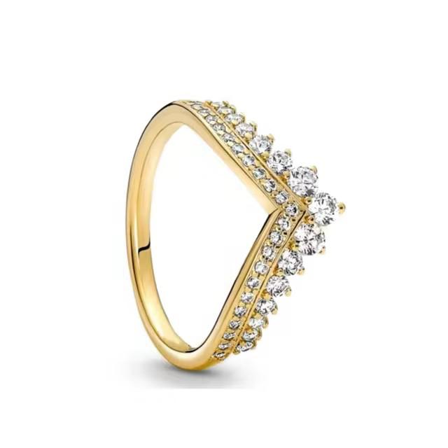 925 Sterling Silver Gilding Rings Gold Color Sparking Popular LOVE Wedding Ring Certified Women Engagement Jewelry Anniversary