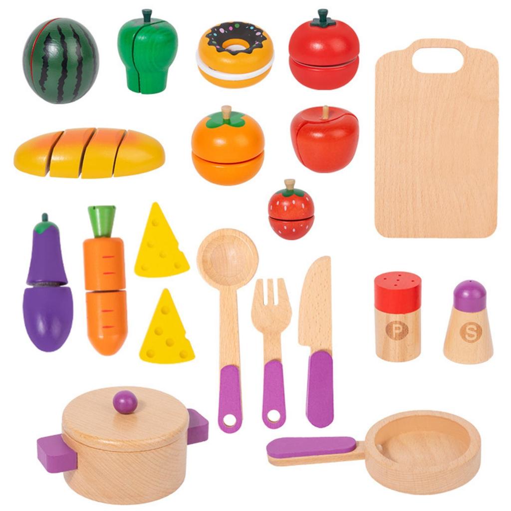 Wooden Toy Cuisine Set with Cookware Colorful Collection