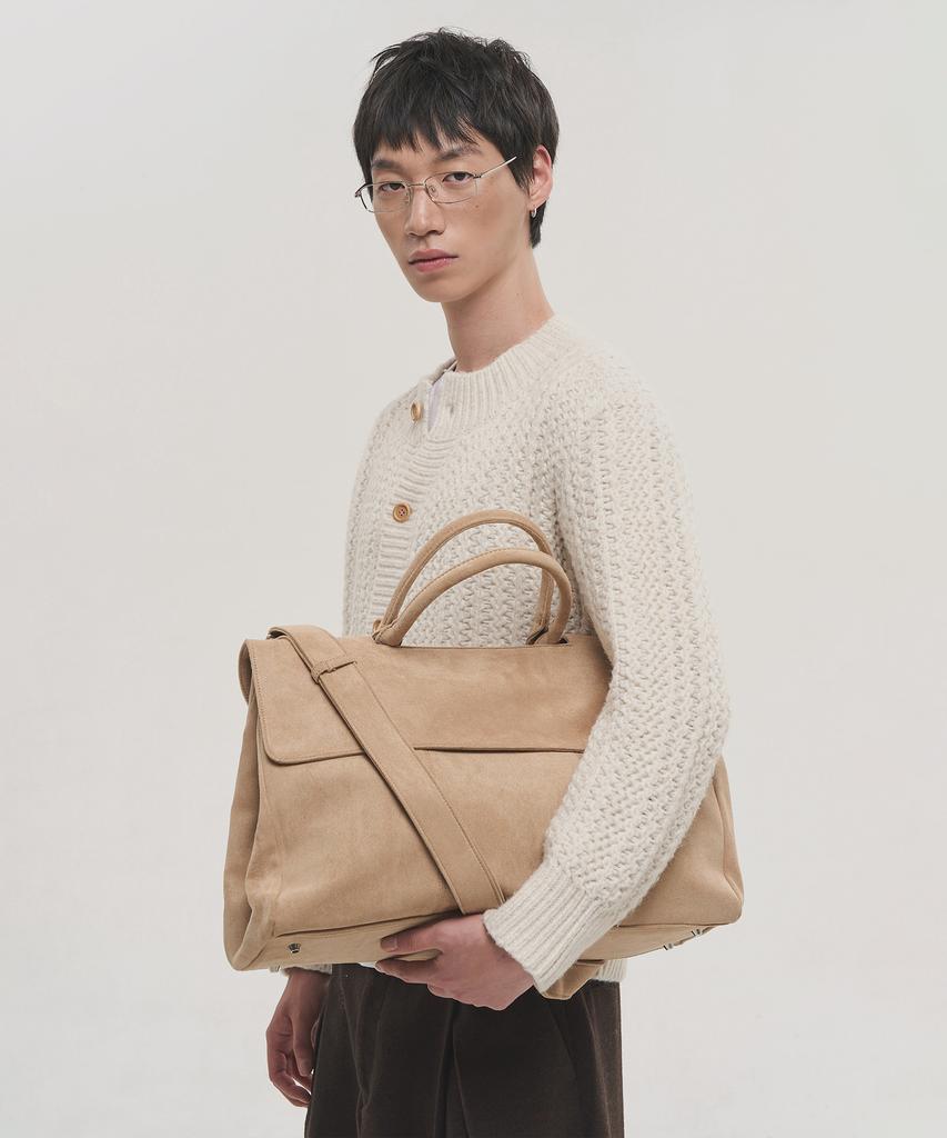 Noise Suede Big Crossbody Tote Bag - Beige