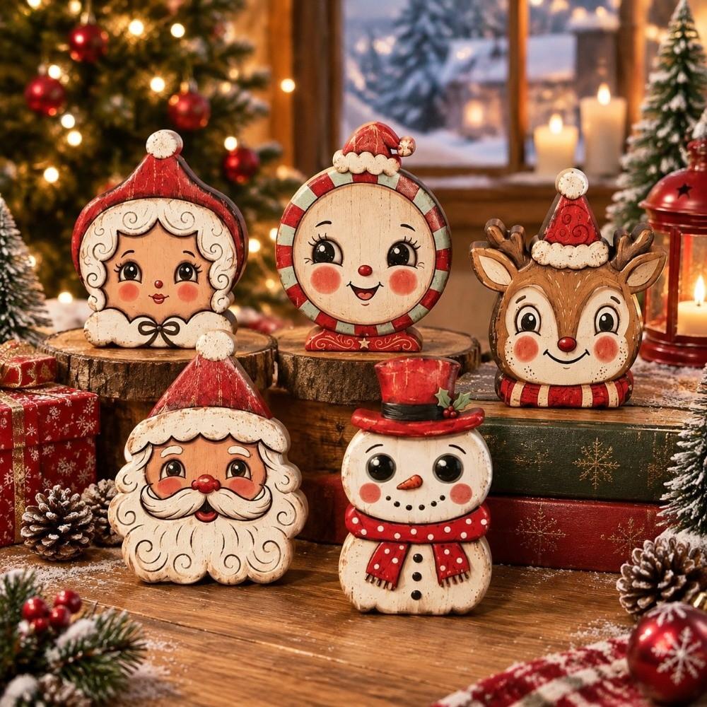 Snowman Christmas Ornaments Wooden Xmas Desktop Ornaments Christmas Decoration Christmas